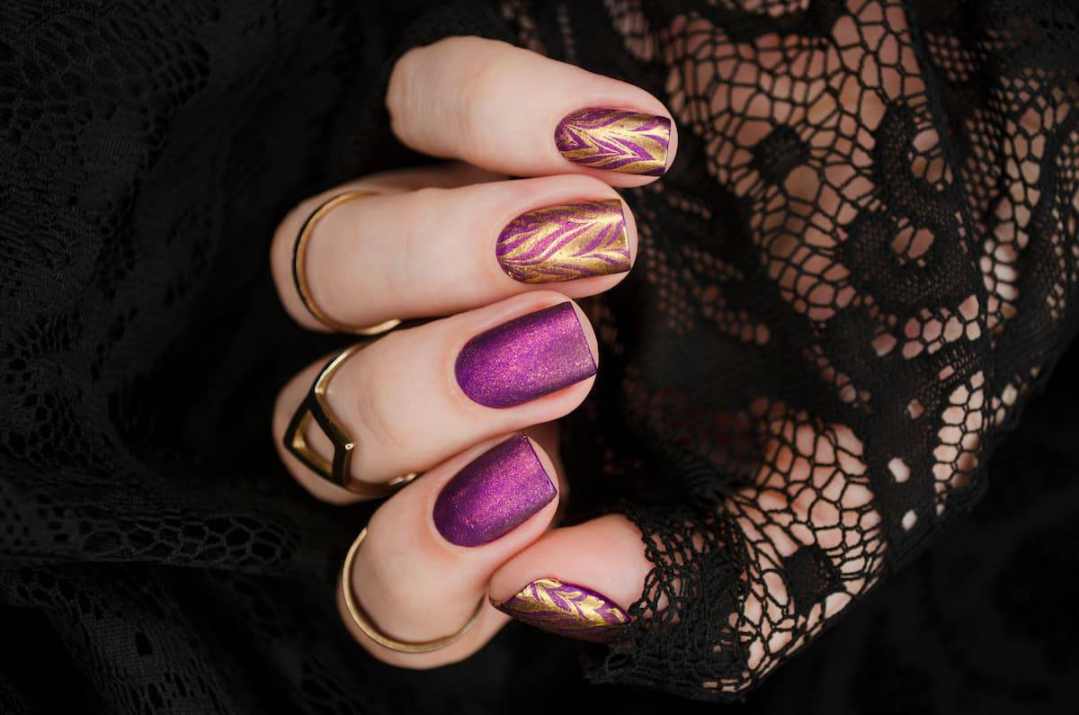 44 Gold and Purple Nails: Designs for a Luxe Style Statement
